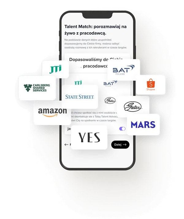 Proces rejestracji w Talentmatch przedstawiony na smartfonie